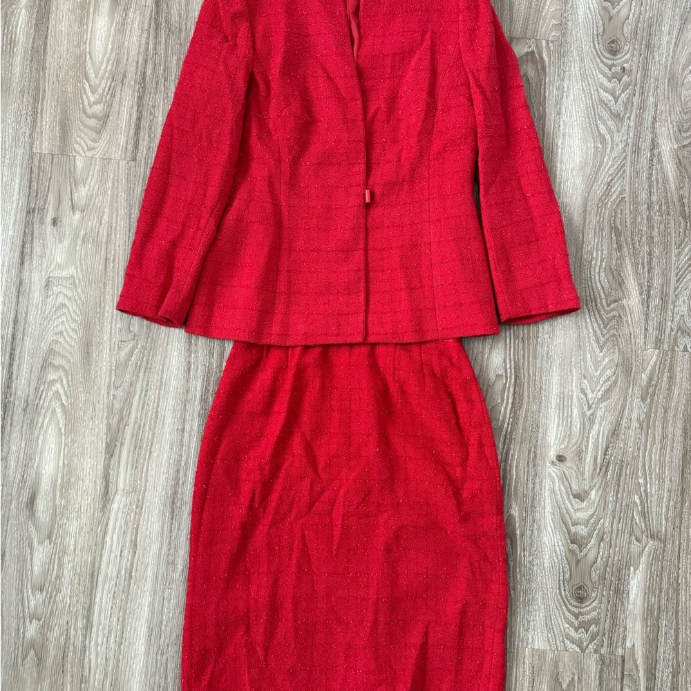 Kasper Vibrant Red Skirt Set